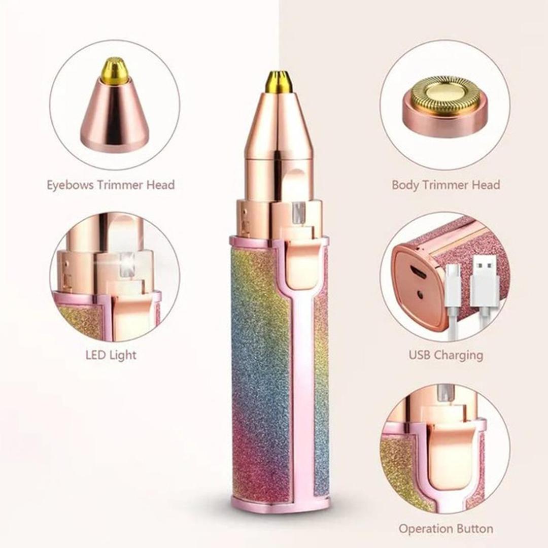 Instant Glow 2-in-1 Eyebrow Trimmer & Face Hair Remover for Women