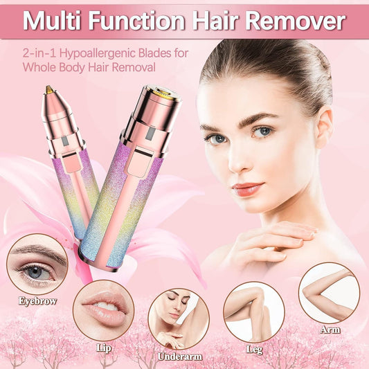 Instant Glow 2-in-1 Eyebrow Trimmer & Face Hair Remover for Women