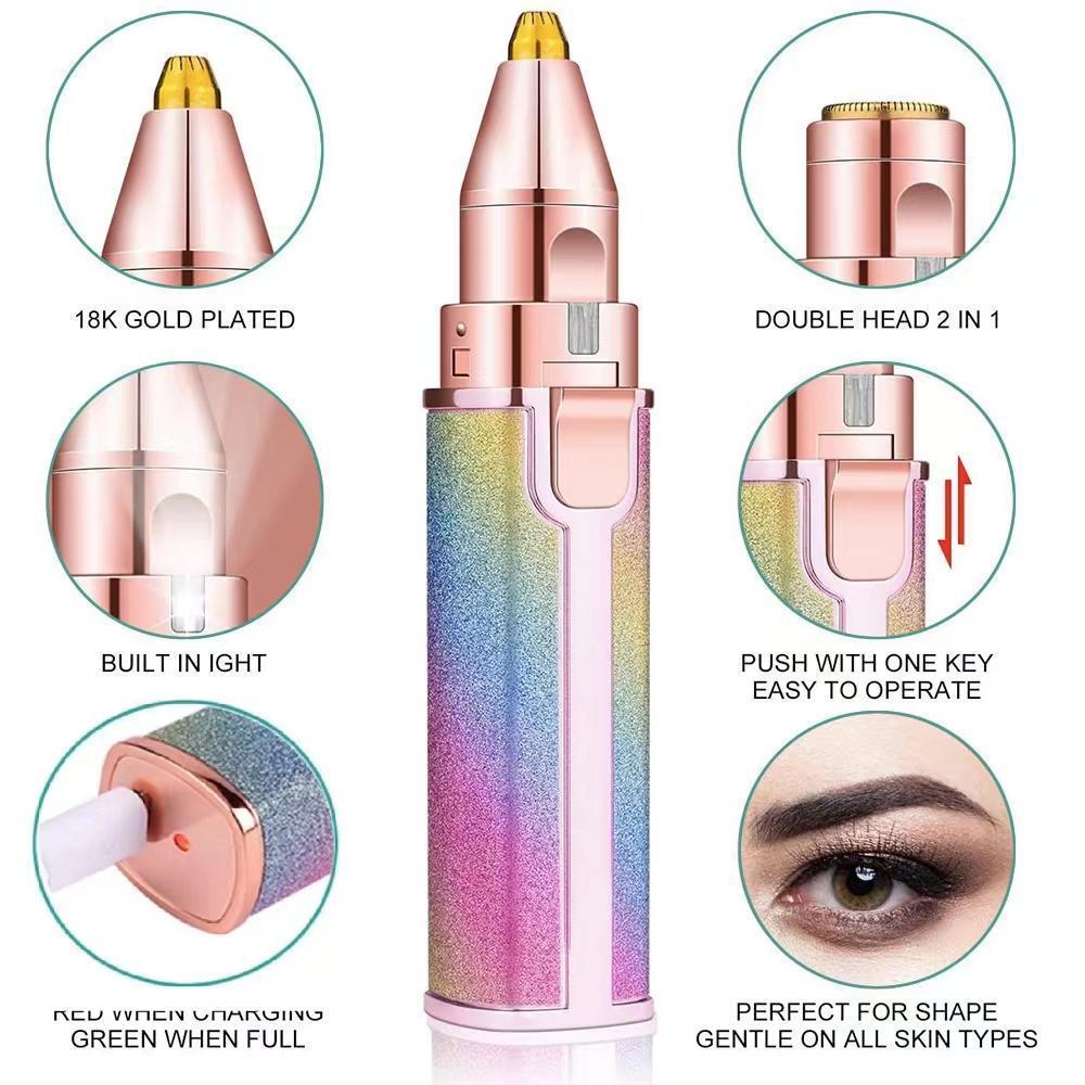 Instant Glow 2-in-1 Eyebrow Trimmer & Face Hair Remover for Women