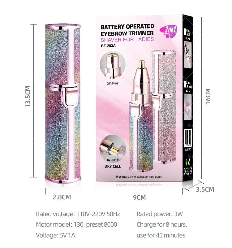 Instant Glow 2-in-1 Eyebrow Trimmer & Face Hair Remover for Women