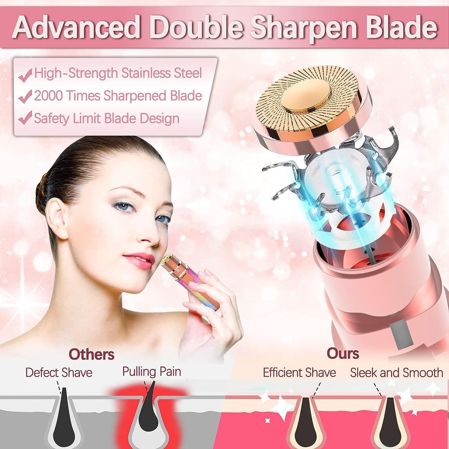 Instant Glow 2-in-1 Eyebrow Trimmer & Face Hair Remover for Women