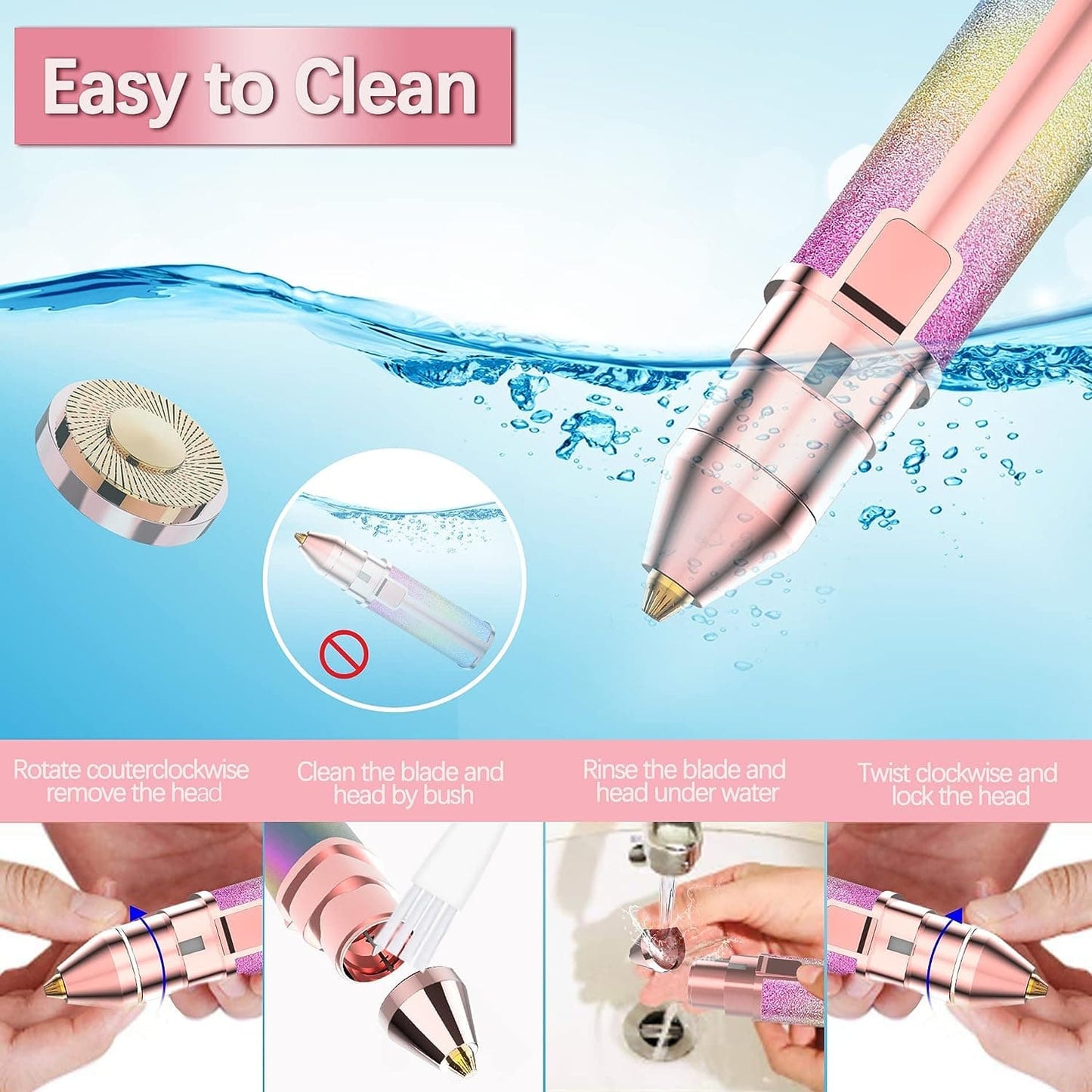 Instant Glow 2-in-1 Eyebrow Trimmer & Face Hair Remover for Women