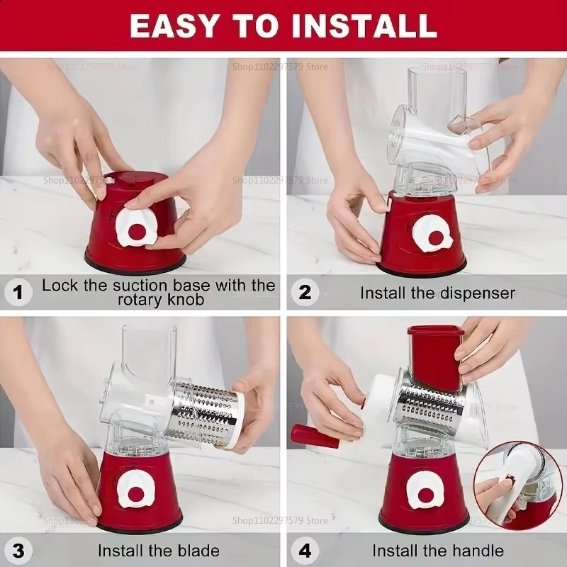 Multifunctional Vegetable & Cheese Cutter with 3 Sharp Drums