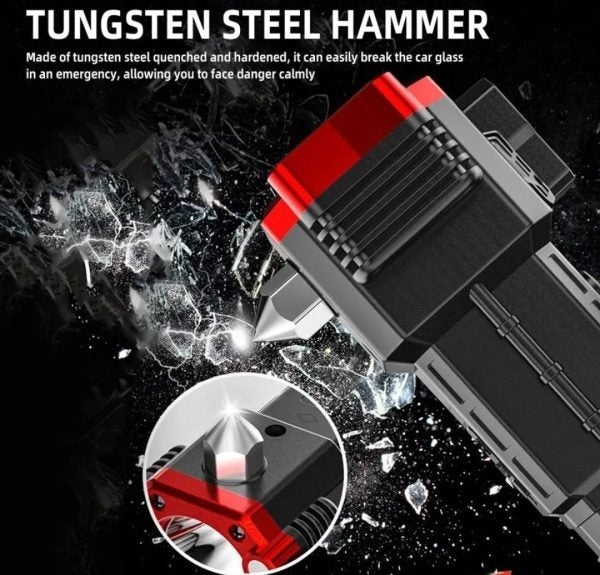 Multi-Function LED Torch | Power Bank & Safety Hammer