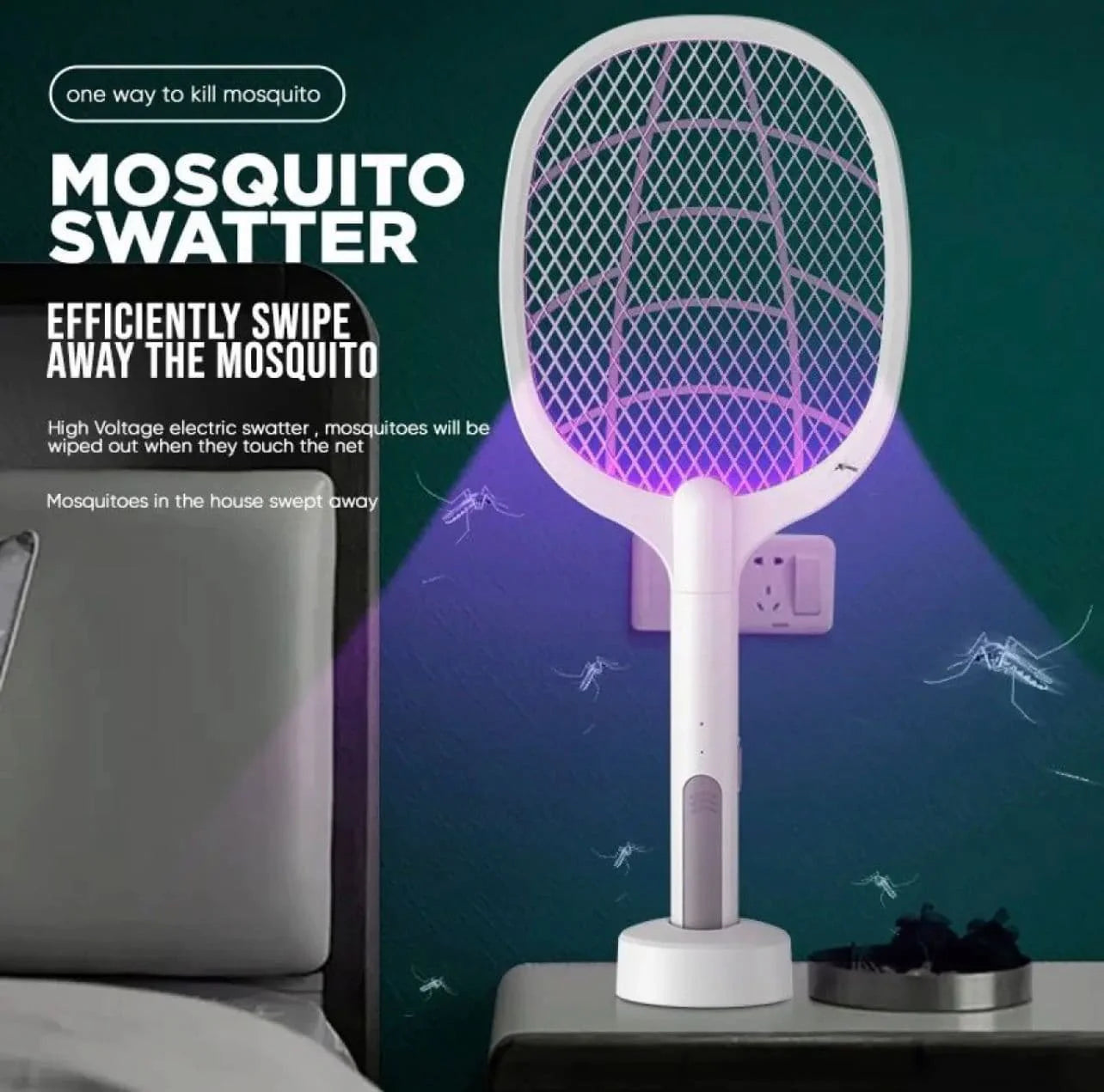 USB Rechargeable Mosquito Killer Racket with Stand